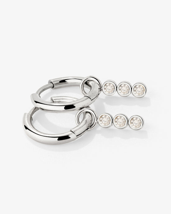 Bezel Bling Hoop Set Small Argento