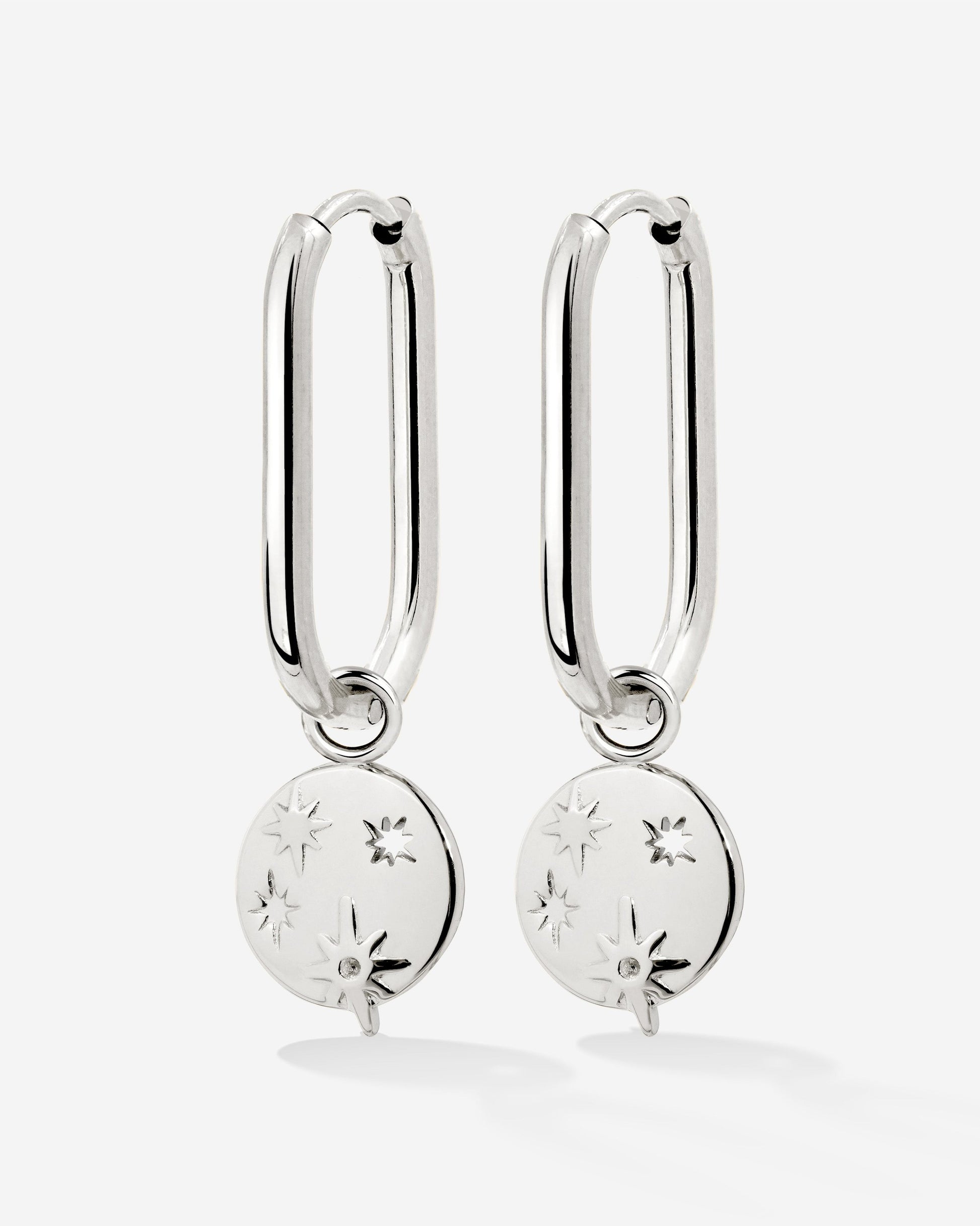 Shiny Stars Oval Hoop Set Small Argento