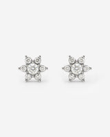 Orecchini a perno con petali bianchi scintillanti Argento