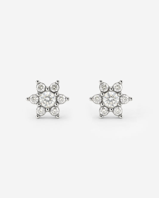 Orecchini a perno con petali bianchi scintillanti Argento