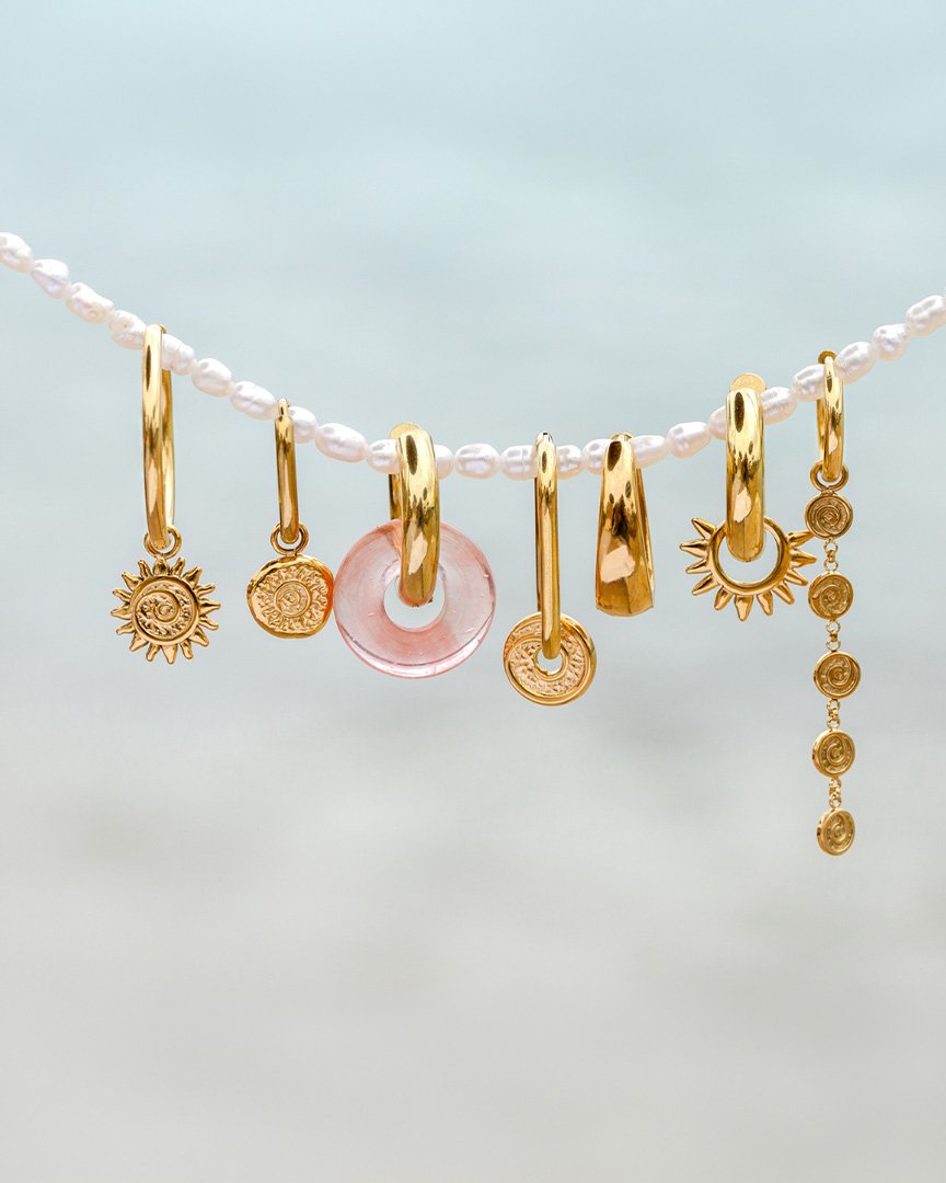 Sunny Swirl Hoop Set Large Oro Rosa