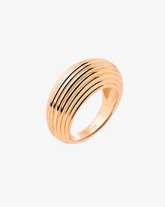 Chunky Stripes Anello Oro Rosa