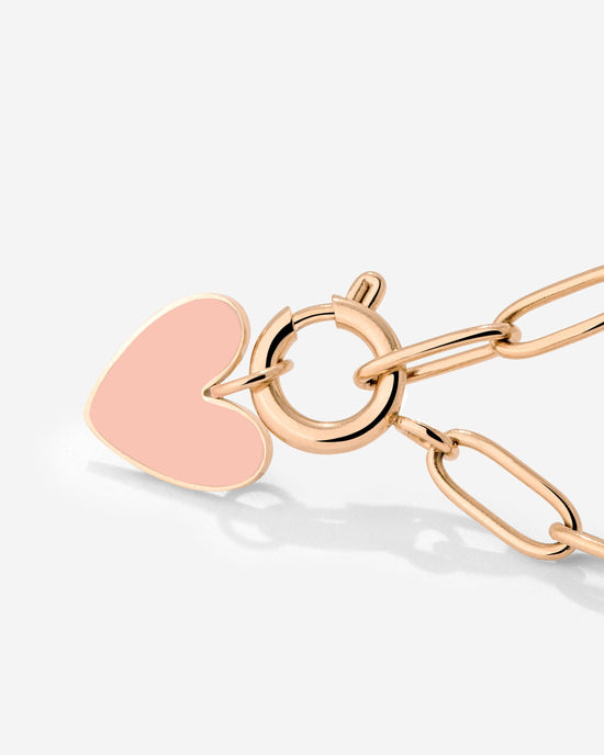 Pink Heart Oval Links Collana Set Oro Rosa