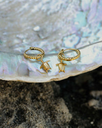 Sea Turtle Twisted Hoop Set Small Argento