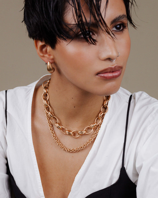Chunky Twisted Links Collana Oro Rosa