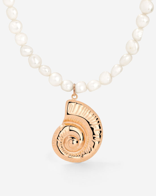 Ammonite Pearl Collana Oro Rosa