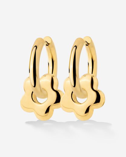 Chunky Bubble Flower Hoop Set Medium Oro