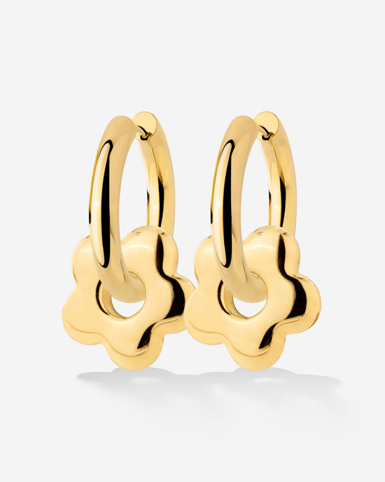 Chunky Bubble Flower Hoop Set Medium Oro