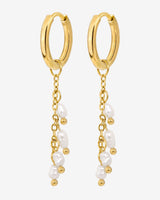 Pearl Chain Hoop Set Small Oro