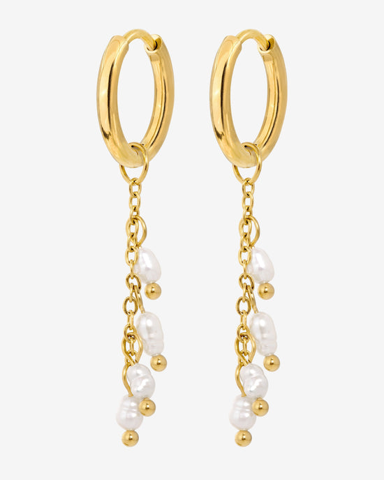 Pearl Chain Hoop Set Small Oro