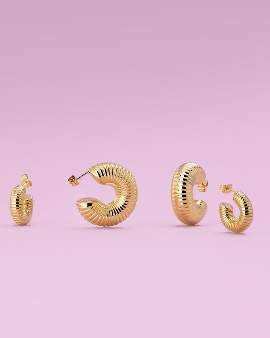 Spiral of Love Hoop Studs Small Oro Rosa