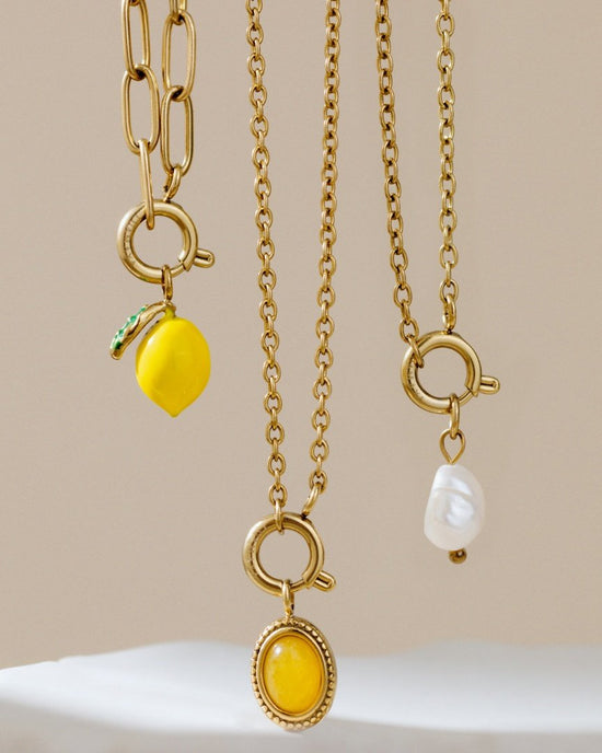 Lemony Oval Links Collana Set Oro Rosa