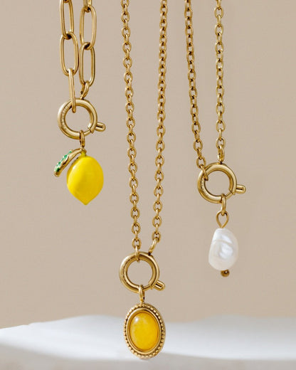 Lemony Oval Links Collana Set Oro