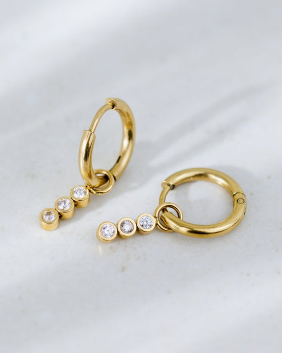 Bezel Bling Hoop Set Small Oro