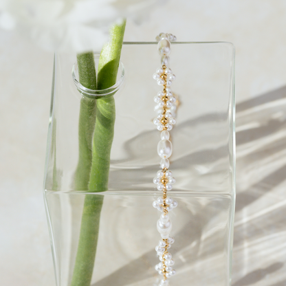 Flowery Pearls Choker Argento
