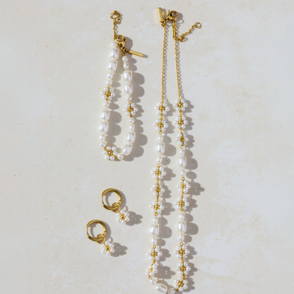 Flowery Pearls Bracciale Argento