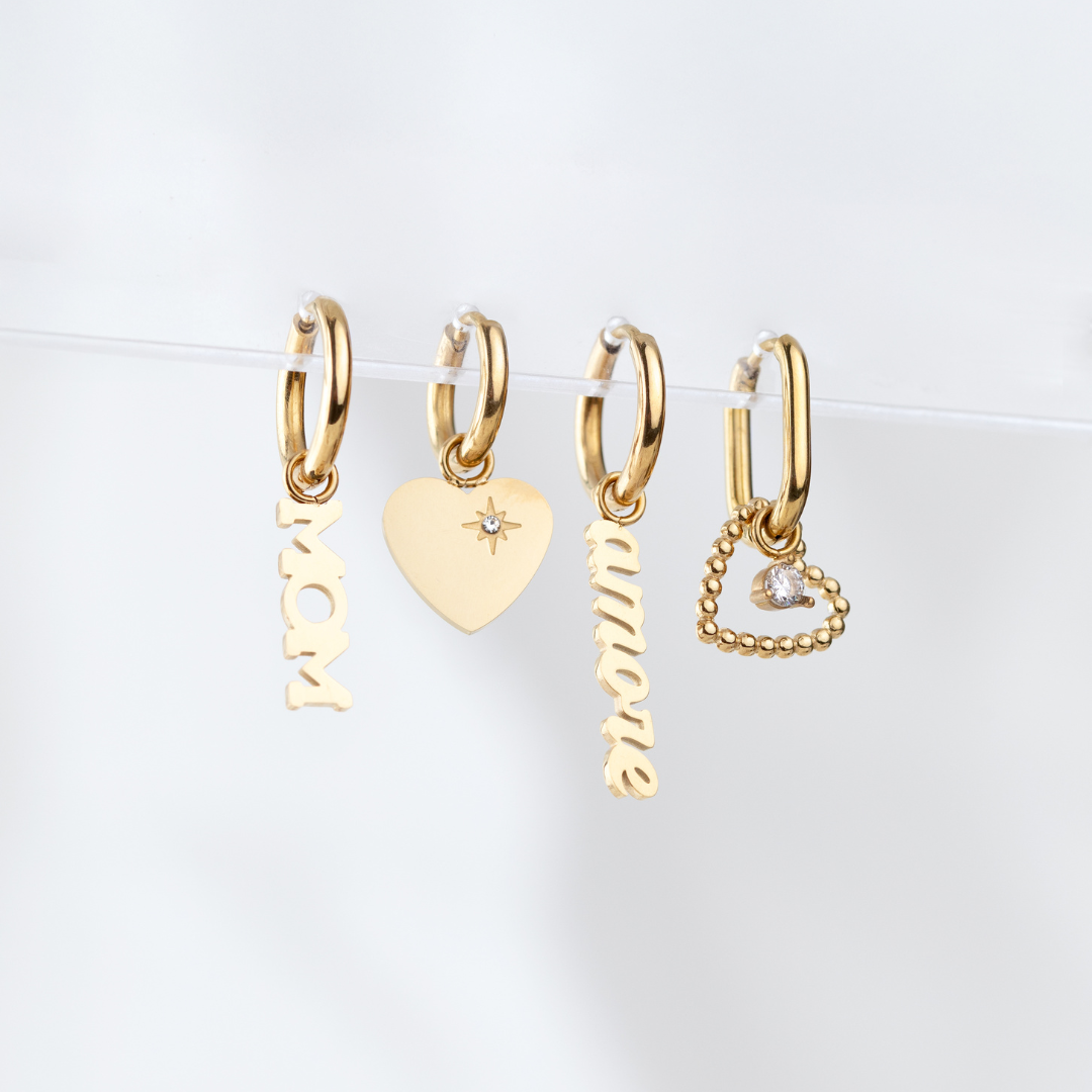Sparkle Heart Hoop Set Baby Argento
