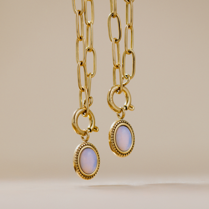 Opaline Oval Links Collana Set Argento