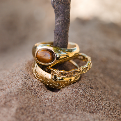 Tiger's Eye Anello Oro Rosa