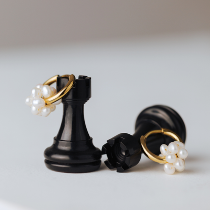 Pearl Cluster Hoops Silber