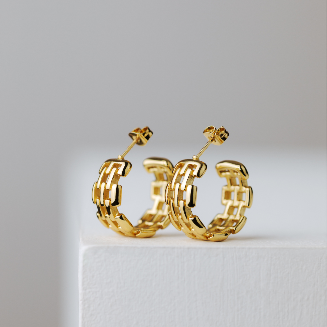 Reverie Hoop Studs Gold