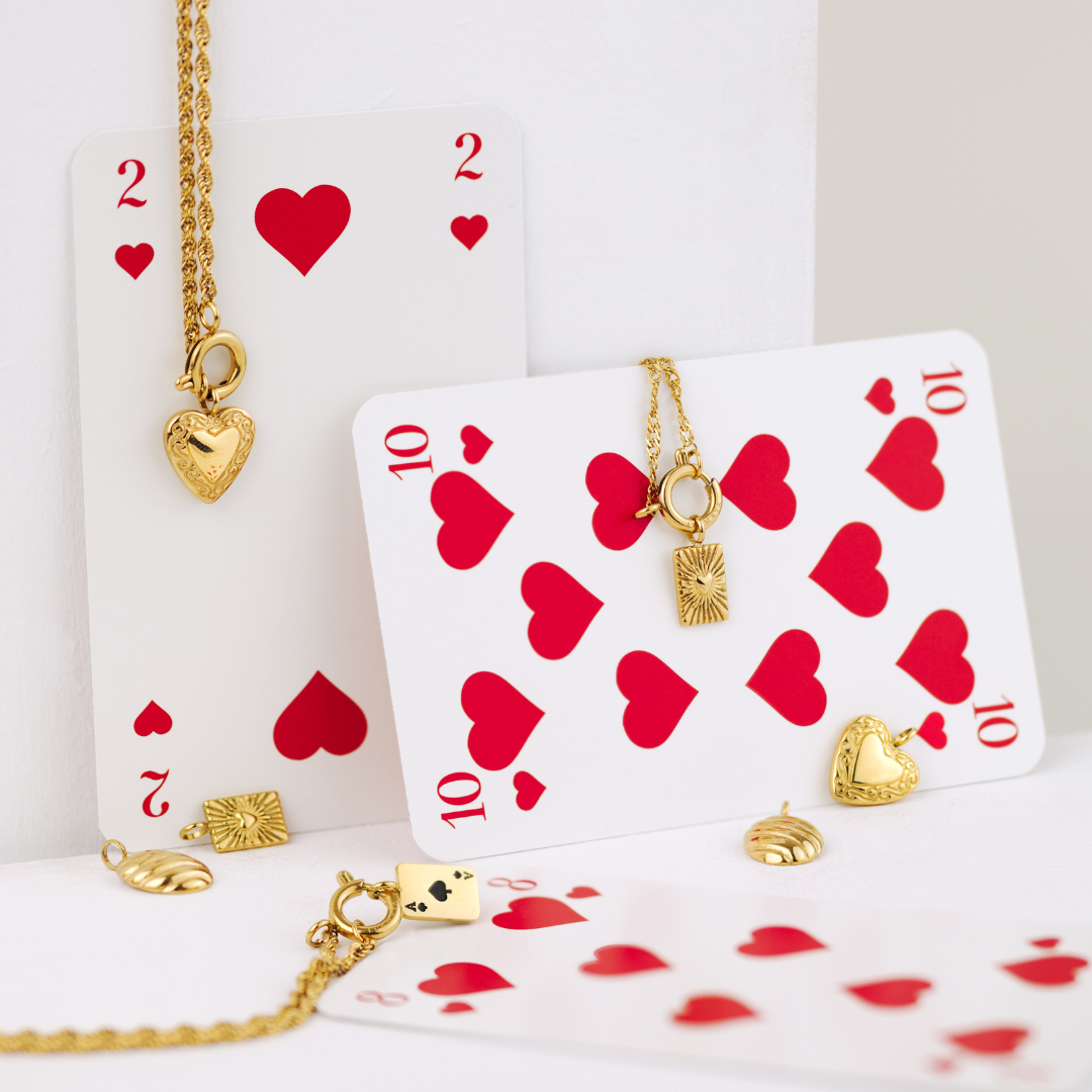 Glowing Heart Singapore Chain Necklace Set Silber