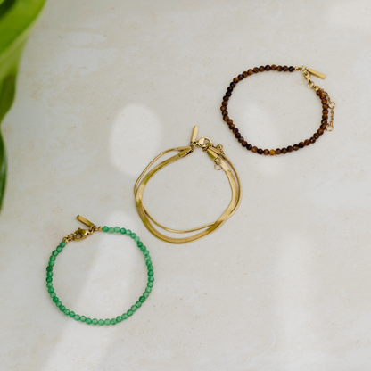 Tiger's Eye Bead Bracciale Oro