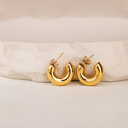 Bulky Hoop Studs Oro