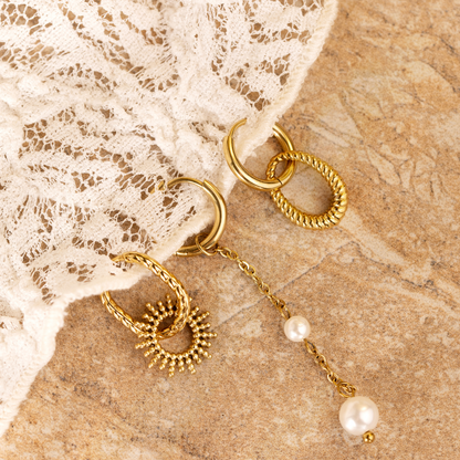 Pearl Allure Hoop Set Small Oro