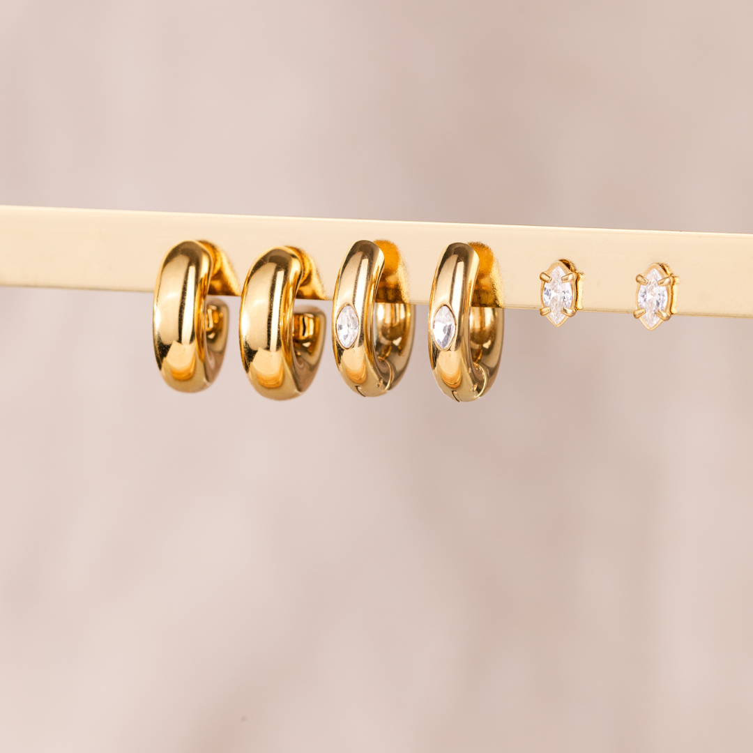 Bulky Hoop Studs Oro