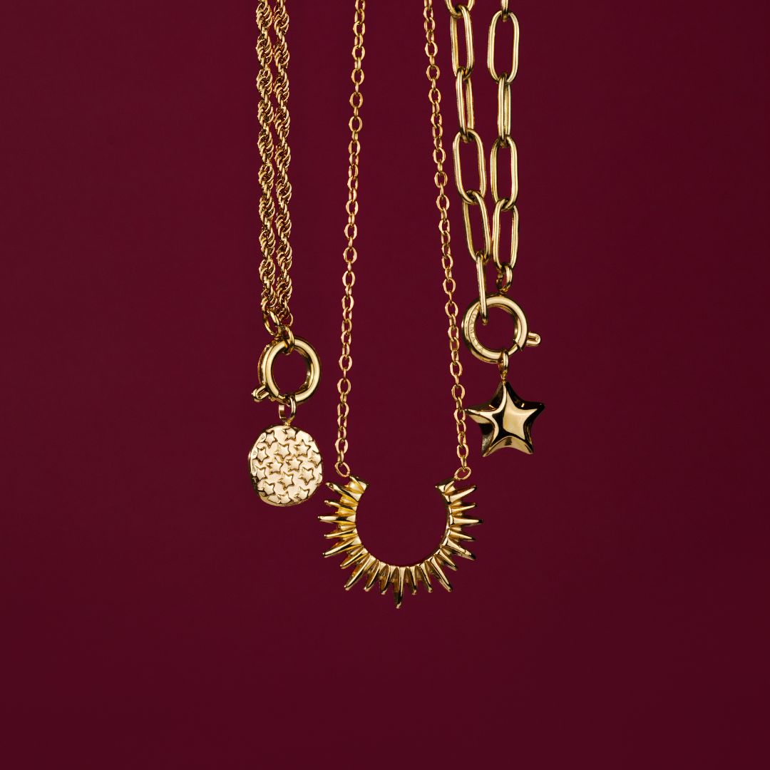 Starry Skies Rope Chain Collana Set Oro Rosa