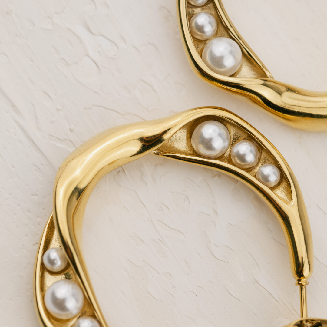 Branch Pearl Hoop Studs Silber