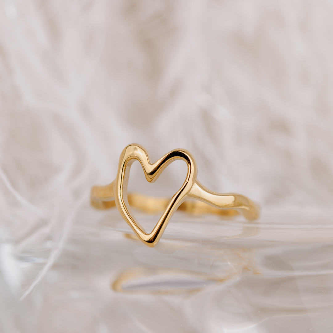 Flowy Heart Anello Argento