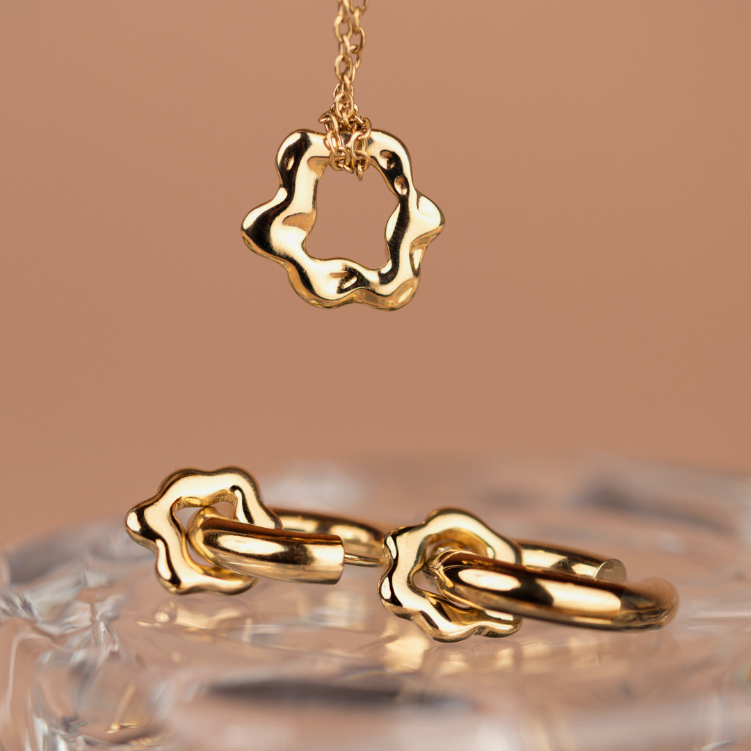 Chunky Melting Donut Hoop Set Medium Oro