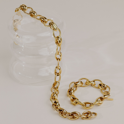 Chunky Twisted Links Collana Oro Rosa