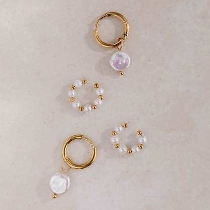 Pearl 'n' Beads Ear Cuff Oro Rosa