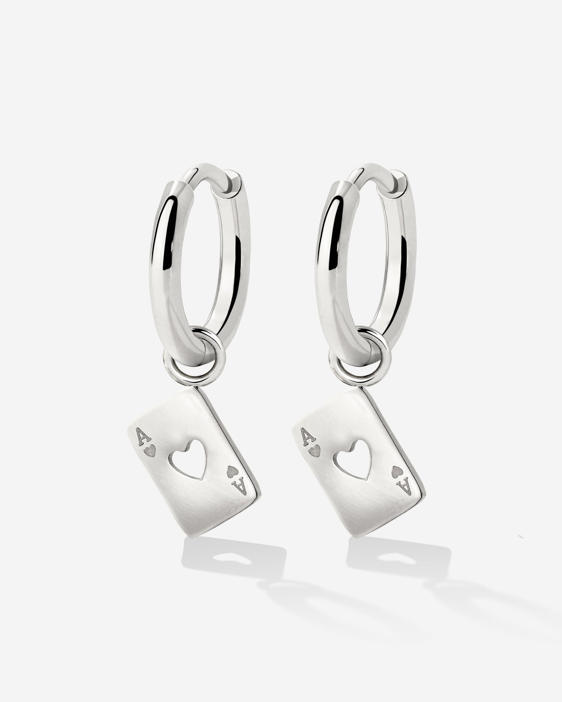 Heart Ace Hoop Set Small Argento