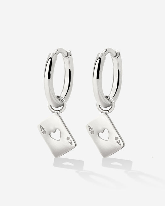 Heart Ace Hoop Set Small Argento