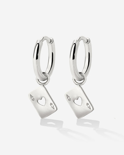 Heart Ace Hoop Set Small Argento