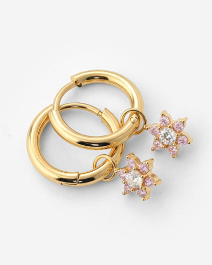 Pink Petal Hoop Set Small Oro