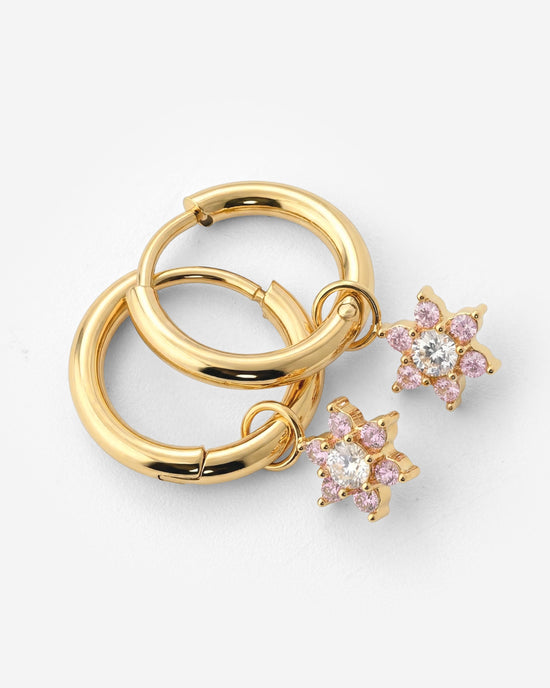Pink Petal Hoop Set Small Oro