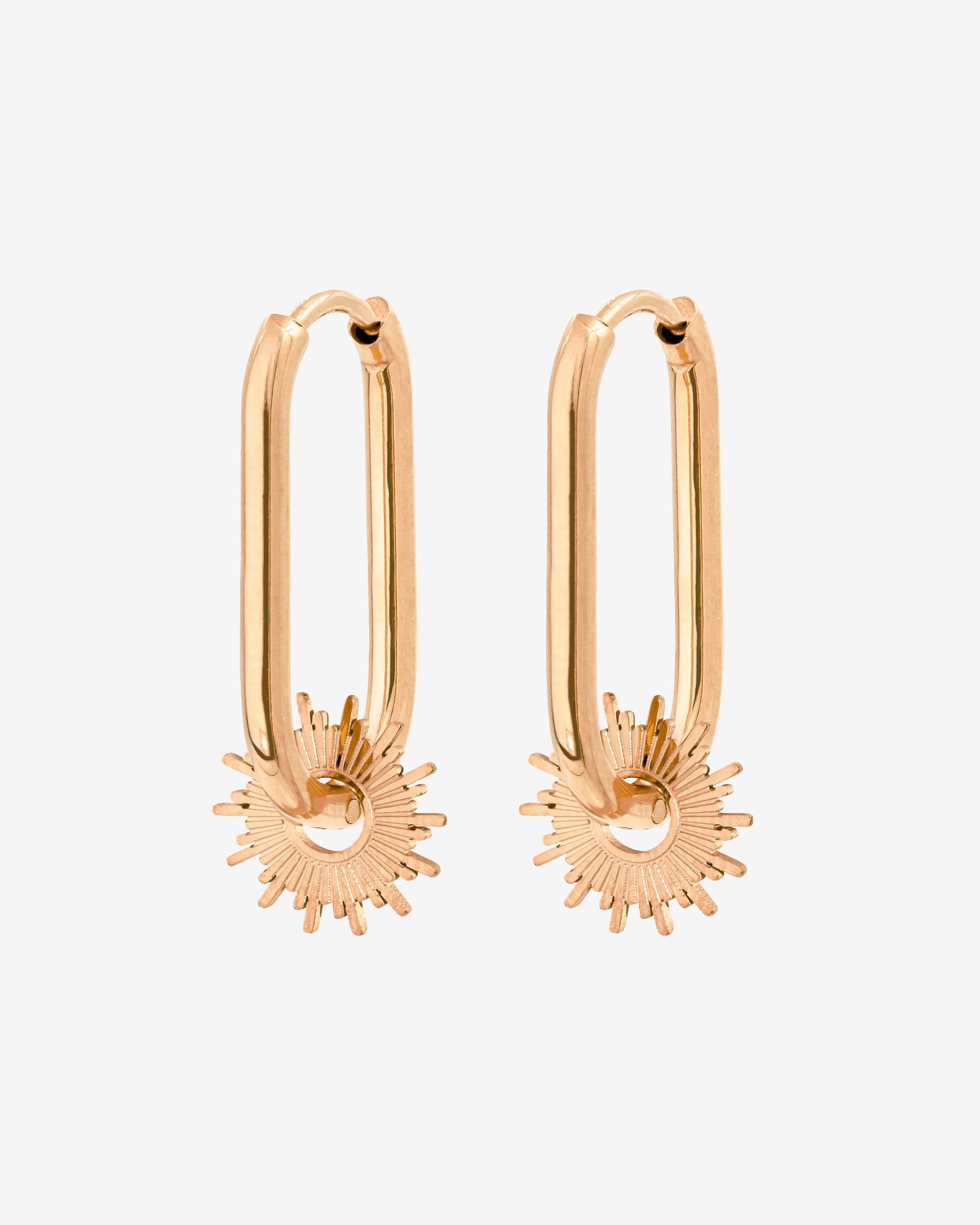Sun Ray Oval Hoops Small Oro Rosa