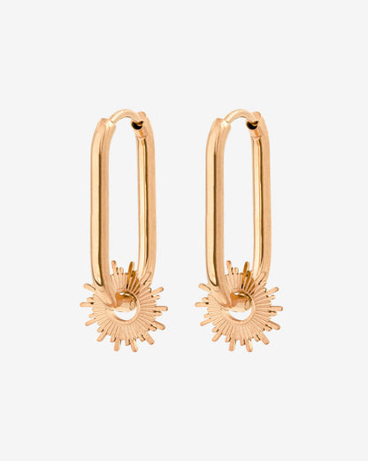 Sun Ray Oval Hoops Small Oro Rosa