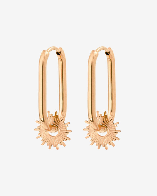 Sun Ray Oval Hoops Small Oro Rosa