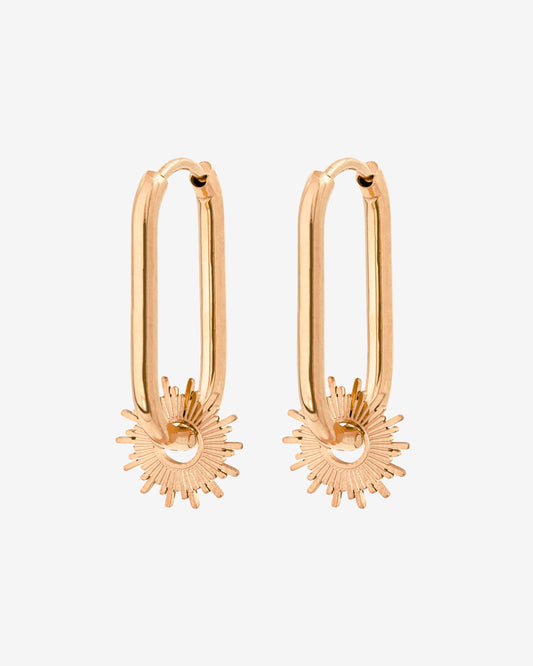 Sun Ray Oval Hoops Small Oro Rosa