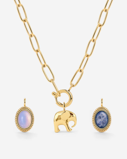 Oval Links Charm Collana Set