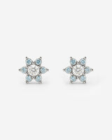 Orecchini a perno con petali blu scintillanti in Argento
