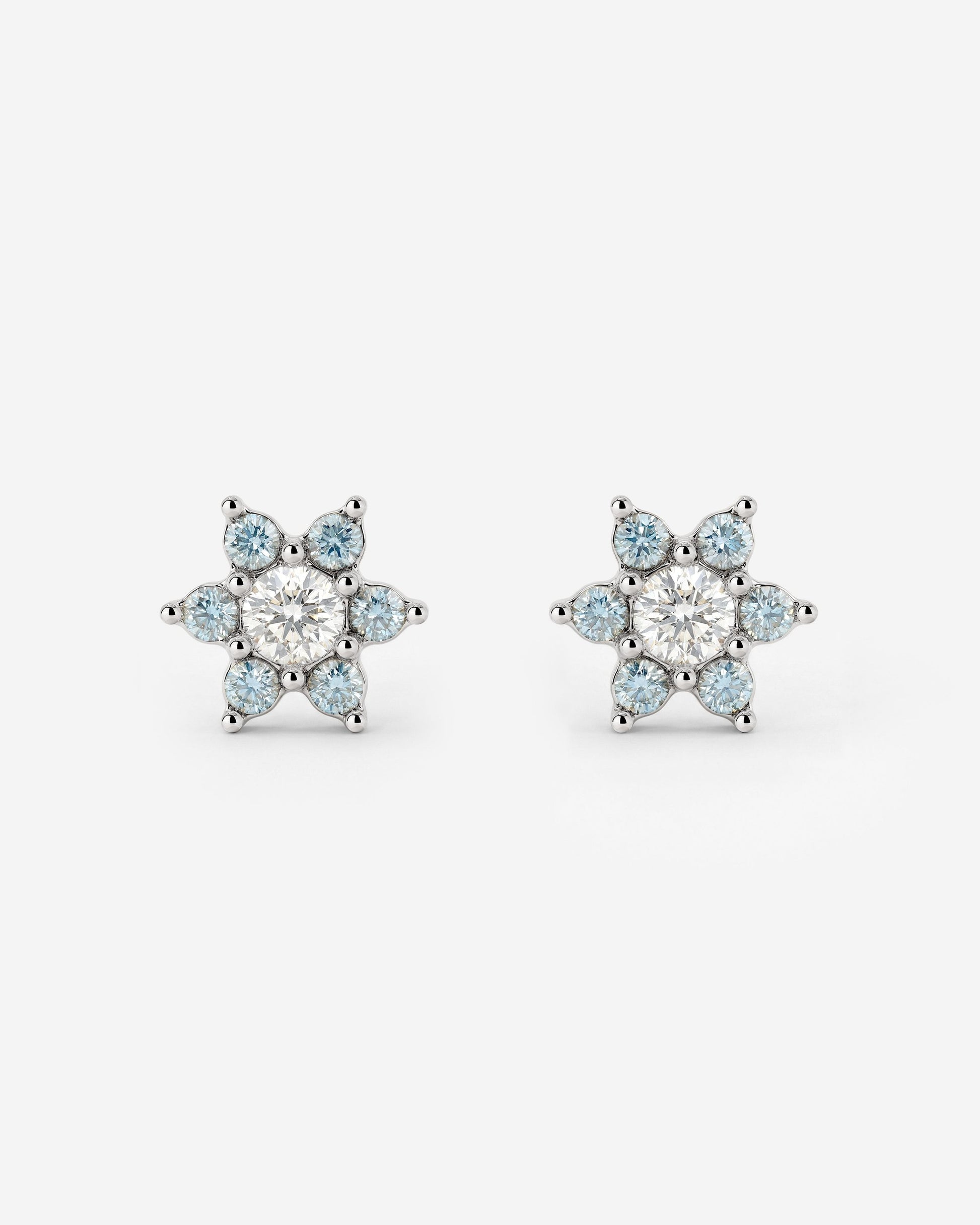 Orecchini a perno con petali blu scintillanti in Argento