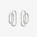 Oval Twisted Hoop Set Argento