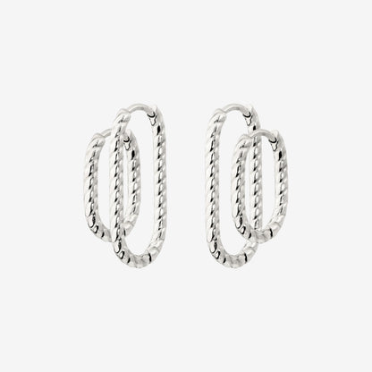 Oval Twisted Hoop Set Argento